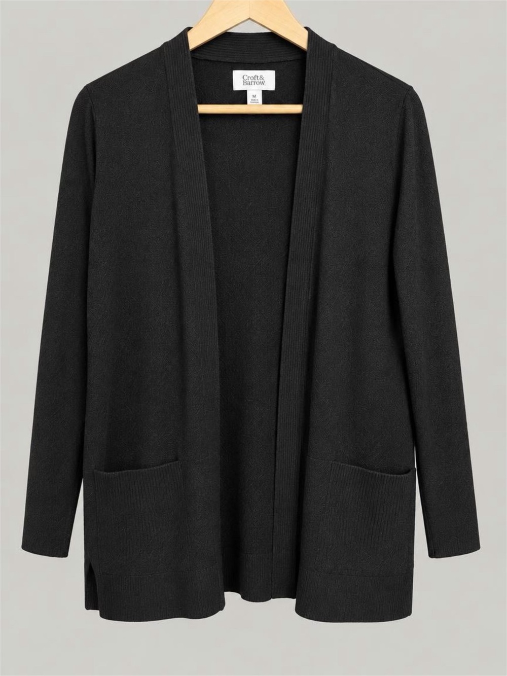 croft & barrow Black Open-Front Pocket Cardigan